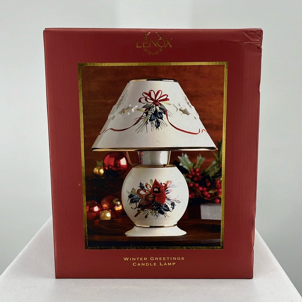 NIB Vintage Lenox Winter Greetings Candle Lamp